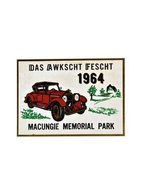1964 Das Awkscht Fescht Metal Dash Plaque Macungie Memorial Park PA Classic Car